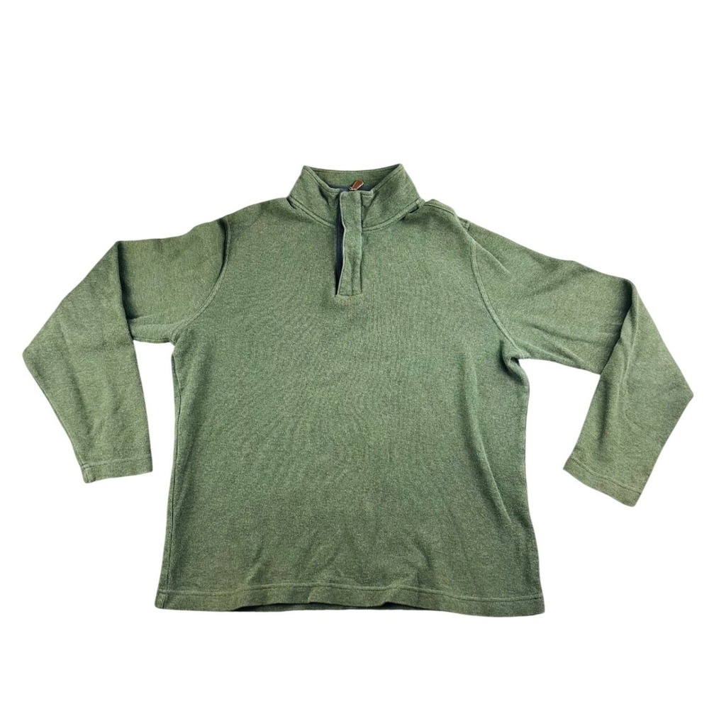 Lachlan Pullover Sweater Mens Large Green Quarter‎ Zip 100% Cotton Mock Neck
